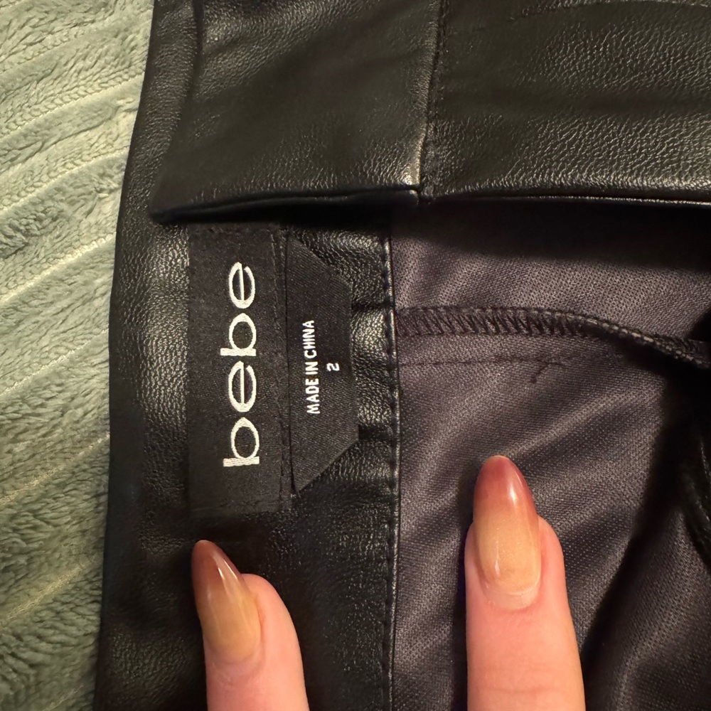 Bebe Sleek Black Leather Shorts
